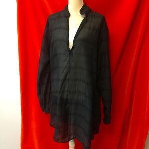 CP Shades sheer cotton Teton tunic top black size xl